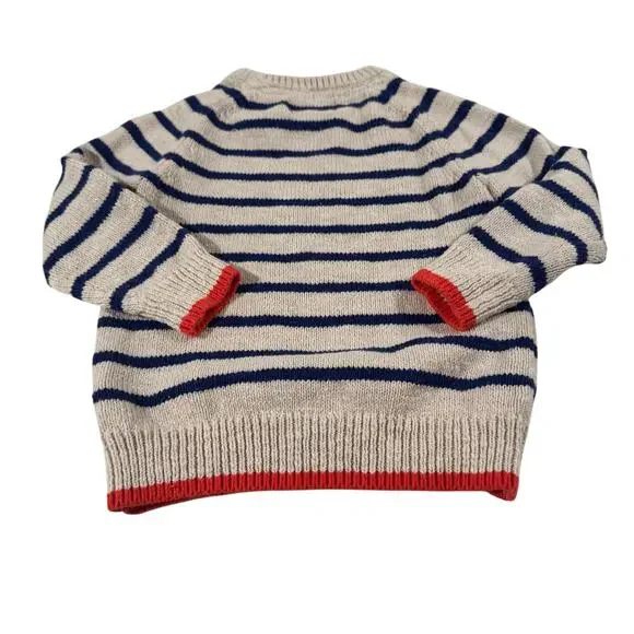 Boden Unisex 4-5Y Navy/Cream Striped Sweater 100% Cotton - Picture 4 of 4